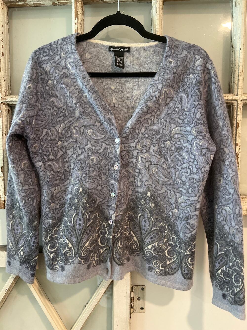 Alexandra Bartlett size large lambs wool & angora cardigan sweater